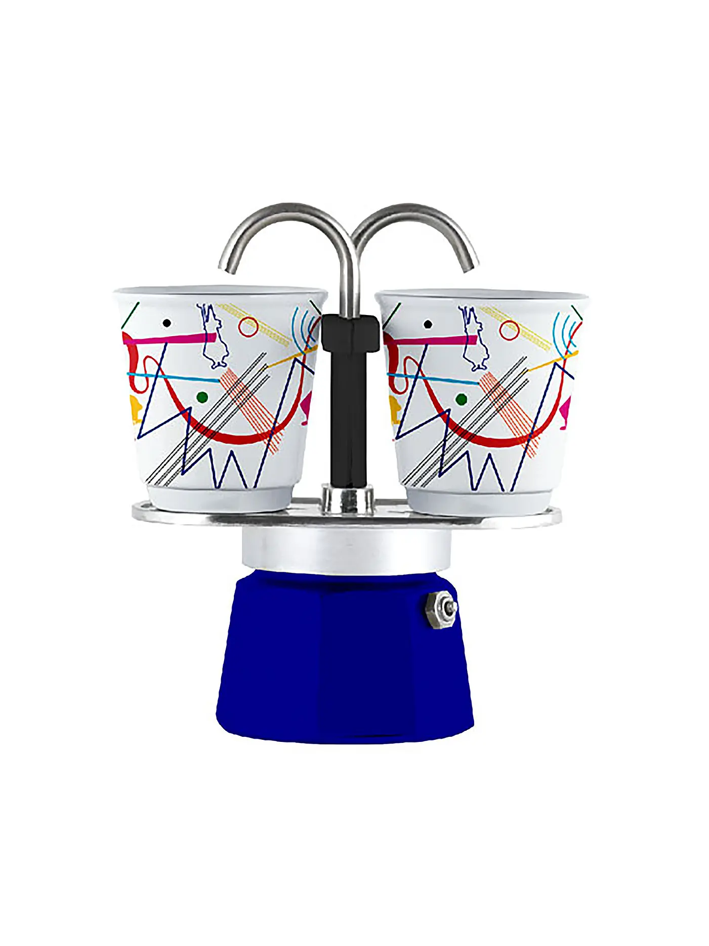 BIALETTI | Espressokocher Mini Express 2 Tassen Blau Dekor | 